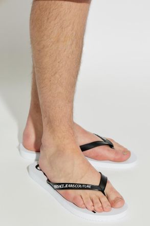 Versace Jeans Couture Rubber Flip-flops With Logo, Mens, White