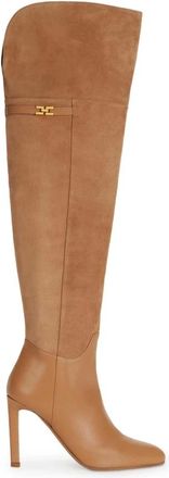 Elisabetta Franchi Schoenen, Dames, Bruin, 38 EU, Su&egrave;de, Over-the-knee Su&egrave;de Laarzen