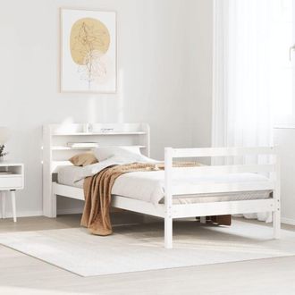 vidaXL Estructura De Cama Con Cabecero Madera Pino Blanco 75x190 Cm Vidaxl