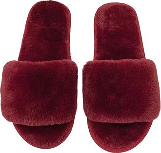 Generic Fluffy Open Toe Slippers Women Womens Fuzzy Open-Toe Slippers Slip On Home Slipper Outdoor Anti-Slide Slipper Furry Indoor Sliders Memory Foam Plush S
