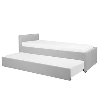 Beliani Cama Nido Tapizada En Tela Gris Tama&ntilde;o Peque&ntilde;o 80 X 200 Cm Cama Para Invitados Marmande