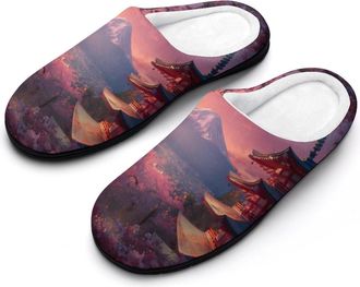 Generic Japan Chureito Pagoda Mt Fuji Men Slippers Funny House Shoes Cotton Slipper for Indoor Outdoor