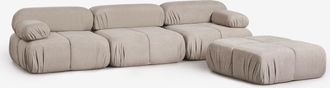 Sklum Sof&aacute; Modular De 3 Piezas Y Puff En Boucl&eacute; Envasado Al Vac&iacute;o Kendall Sklum