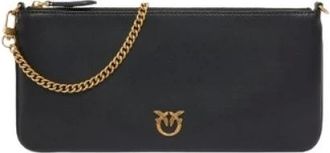 Pinko Pinko, Tassen, Dames, Zwart, ONE Size, Katoen, Horizontale Platte Tas