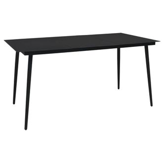 Berkfield Home Garden Dining Table Black 150x80x74 cm Steel & Glass | Size: 150 x 80 x 74 cm