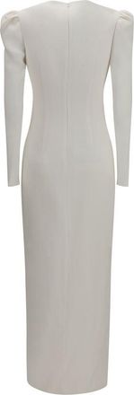 Alessandra Rich V-Neck with Bow Dress - White