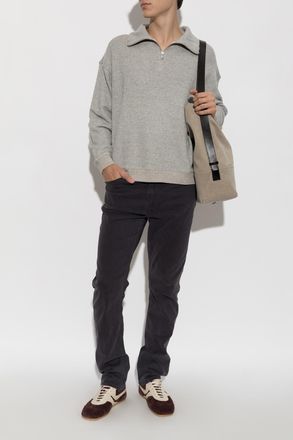 Frame Denim Sweatshirt With A Zip Neckline, Mens, Grey