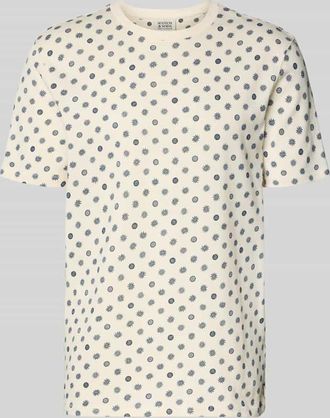 Scotch & Soda T-Shirt im Allover-Look mit Rundhalsausschnitt in Offwhite, Gr&ouml;&szlig;e XXL