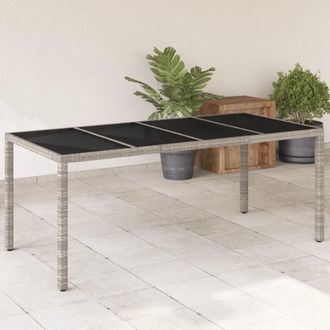 vidaXL Mesa De Jard&iacute;n Superficie De Vidrio Rat&aacute;n Pe Gris 190x90x75 Cm Vidaxl