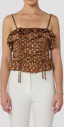 ASTR the Label Brynn Side Cinch Camisole in Brown Polka Dot at Nordstrom, Size X-Small