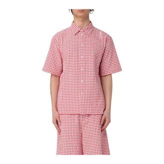 Marni Overhemden, Heren, Rood, M, Katoen, Rood Geruit Shirt met Korte Mouwen