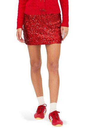 Beach Riot Trixie Sequin Miniskirt in Red Hot Sequin at Nordstrom, Size Large
