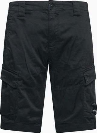 C.P. Company Mens Sateen Stretch Cargo Shorts - Black - Size: 33/32/32
