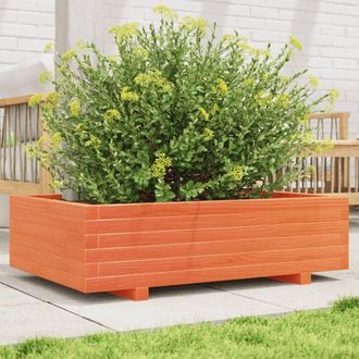 Berkfield Home Garden Planter Wax Brown 90x60x26.5 cm Solid Wood Pine