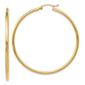 Diamond2Deal 10K Yellow Gold Round Hinged Hoop Earrings