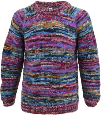 Loud Elephant Chunky Wool Knit Space Dye Jumper - Pink Space Dye (X-Large)