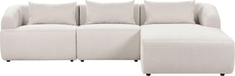 Beliani Divano Moderno Minimalista Ad Angolo Sinistro Tessuto Imbottito Cuscini Aggiuntivi 3 Posti Beige Svansele