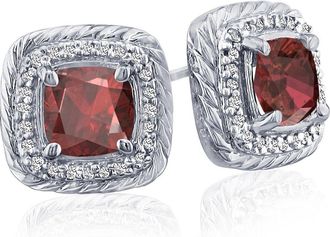 SuperJeweler 2 3/4 Carat Cushion Cut Gemstone and Diamond Earrings In Sterling Silver