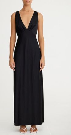 Significant Other Lucile Sleeveless Satin Maxi Dress in Black at Nordstrom, Size 12 Us