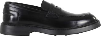 Doucal's Black Adler Polished Leather Penny Loafers