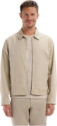 Eden Park Beige stretch katoenen gabardine blouson met rits - Heren - Zomerjassen - Grijs - 2XL - Katoen - Jassen