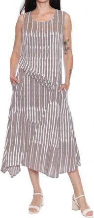 Sorella Sleeveless Linen Striped Midi Dress In Taupe