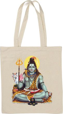 Generic Shiva Ganesha Parvati Deity Hinduism Ganesha Natural Cotton Tote Bag White
