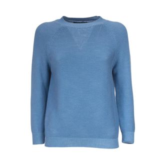 Max Mara Katoenen Raglan Trui - Dames - Ronde hals truien - Blauw - M - Katoen - Truien & Vesten