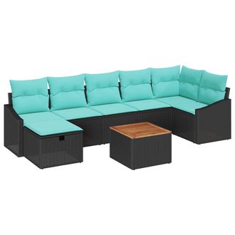 vidaXL Conjunto De Sof&aacute;s De Jard&iacute;n 8 Pcs Negro Rat&aacute;n Sint&eacute;tico Vidaxl