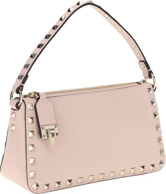 Valentino Garavani Womens Shoulder Bag Rockstud Leather Rose Quartz Calf
