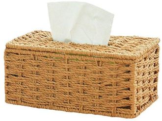 OEM Porta Fazzoletti Intrecciato, Realizzato In Paglia Intrecciata Effetto Rattan, Lussuoso Porta Fazzoletti, Decorazione Per La Scrivania Del Soggiorno