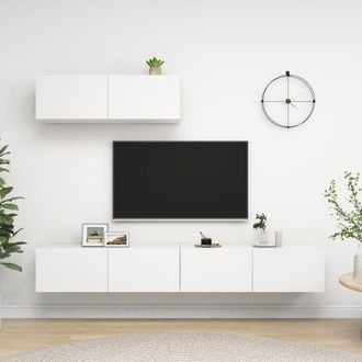 vidaXL Vidaxl - Set De Muebles De Sal&oacute;n Tv 3 Piezas Madera De Ingenier&iacute;a Blanco