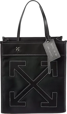 Off-white Boxy Large Leather-Trim Tote