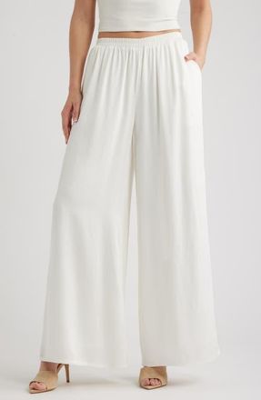 House of CB Alexa Wide Leg Pull-On Pants in Ivory at Nordstrom, Size X-Small