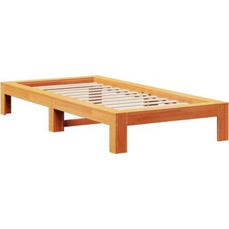 vidaXL Vidaxl - Estructura De Cama Sin Colch&oacute;n Madera De Pino Marr&oacute;n 90x200 Cm