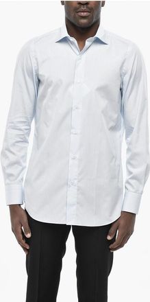 Finamore ALUMO Solid Cotton Poplin Shirt MILANO ZANTE size 40