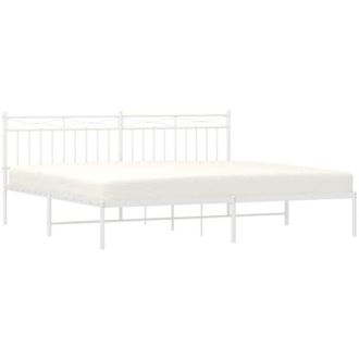 vidaXL Estructura Cama Sin Colch&oacute;n Con Cabecero Metal Blanco 200x200cm Vidaxl