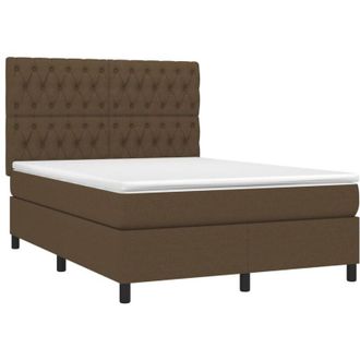 vidaXL Cama Box Spring Con Colch&oacute;n Tela Marr&oacute;n Oscuro 140x190 Cm Vidaxl