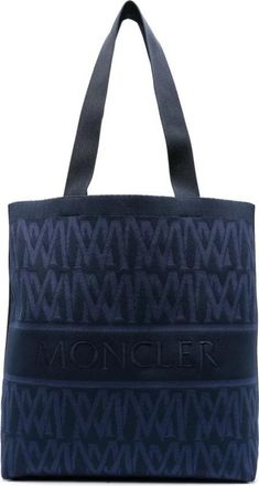 Moncler Gebreide Tote Bag - Heren - Shoppers - Blauw - ONE Size - Polyester - Tassen