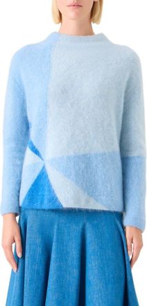 Akris Sunbeam Cashmere Intarsia Sweater in Powder Blue at Nordstrom, Size 12
