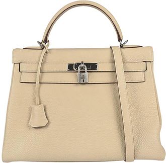 Herm&egrave;s Kelly Retourne Togo Beige Leather Handbag (Pre-Owned)