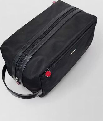 Kiton leather-trim toiletry bag