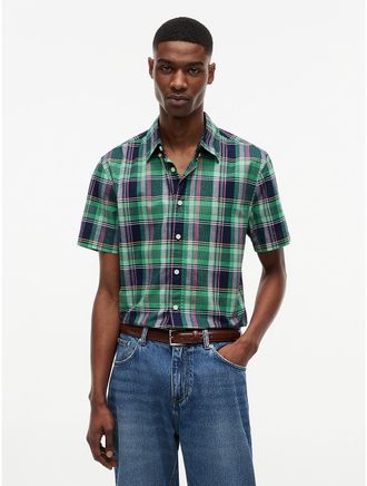 Tommy Hilfiger Mens Regular Fit Bold Plaid Oxford Shirt - Green - XXXL