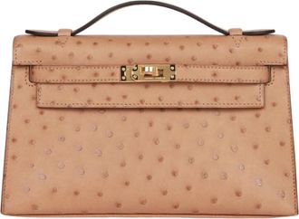 Herm&egrave;s 22cms Mini Pochette Autruche Chai Gold Hardware