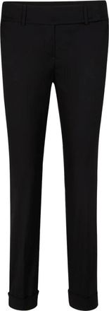 Windsor Katoenen popeline-stretch pantalon met omslag - Dames - Broeken - Zwart - Maat: M Katoen