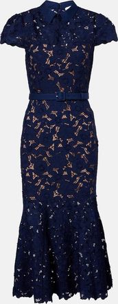 Self Portrait Abito midi in pizzo con cintura