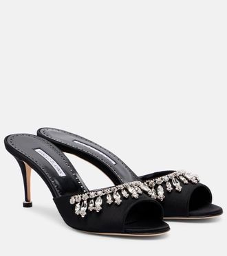 Manolo Blahnik Tulimu 70 embellished satin mules