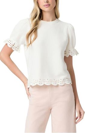Paige Ciabatta Eyelet Trim Cotton Top in Ivory at Nordstrom, Size X-Small