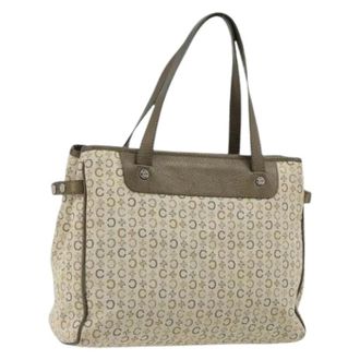 Celine Pre-owned C Macadam Canvas Hand Bag - Dames - Vintage Handtas - Beige - ONE Size - Leer - Vintage