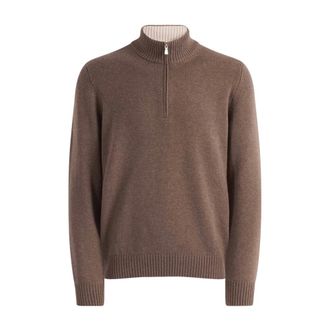 Gran Sasso Lupo Half-zip Sweater - Heren - Sweatshirts & Hoodies - Bruin - Maat: L Wol